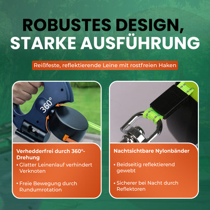 BarkBuddy™ – 2-in-1 Einziehbare Hundeleine mit 360° Drehgelenk