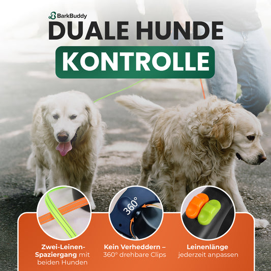 BarkBuddy™ – 2-in-1 Einziehbare Hundeleine mit 360° Drehgelenk